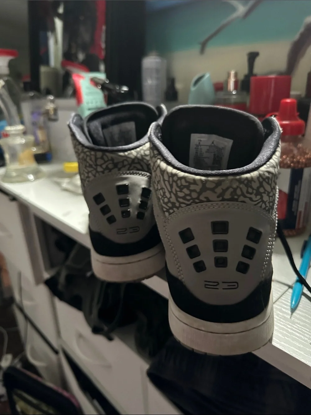 Jordan Black and Gray High-Top Sneakers with Elephant Print